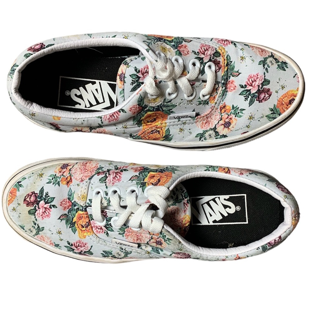 Vans Era Garden Floral Shoes Light Blue Pink Orange Low Top Sneakers 5.5